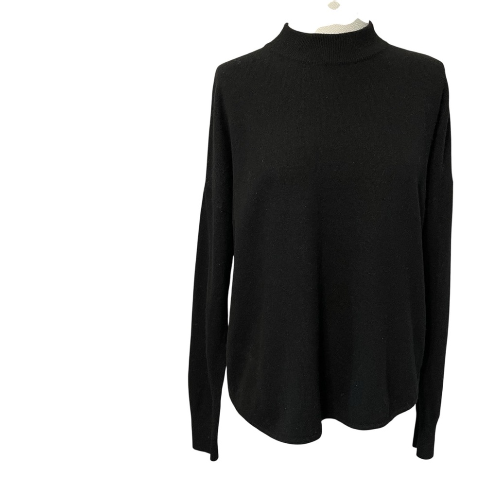 Madewell Black Merino Wool Alpaca Blend Mock Turtleneck Lightweight Sweater M